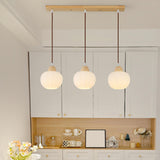 3-Light Scandinavian White Globe Island Pendant Light Image - 3