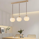 3-Light Scandinavian White Globe Island Pendant Light Image - 4