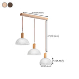 3-Light Simple Clear Dome Wooden Island Pendant Light #size