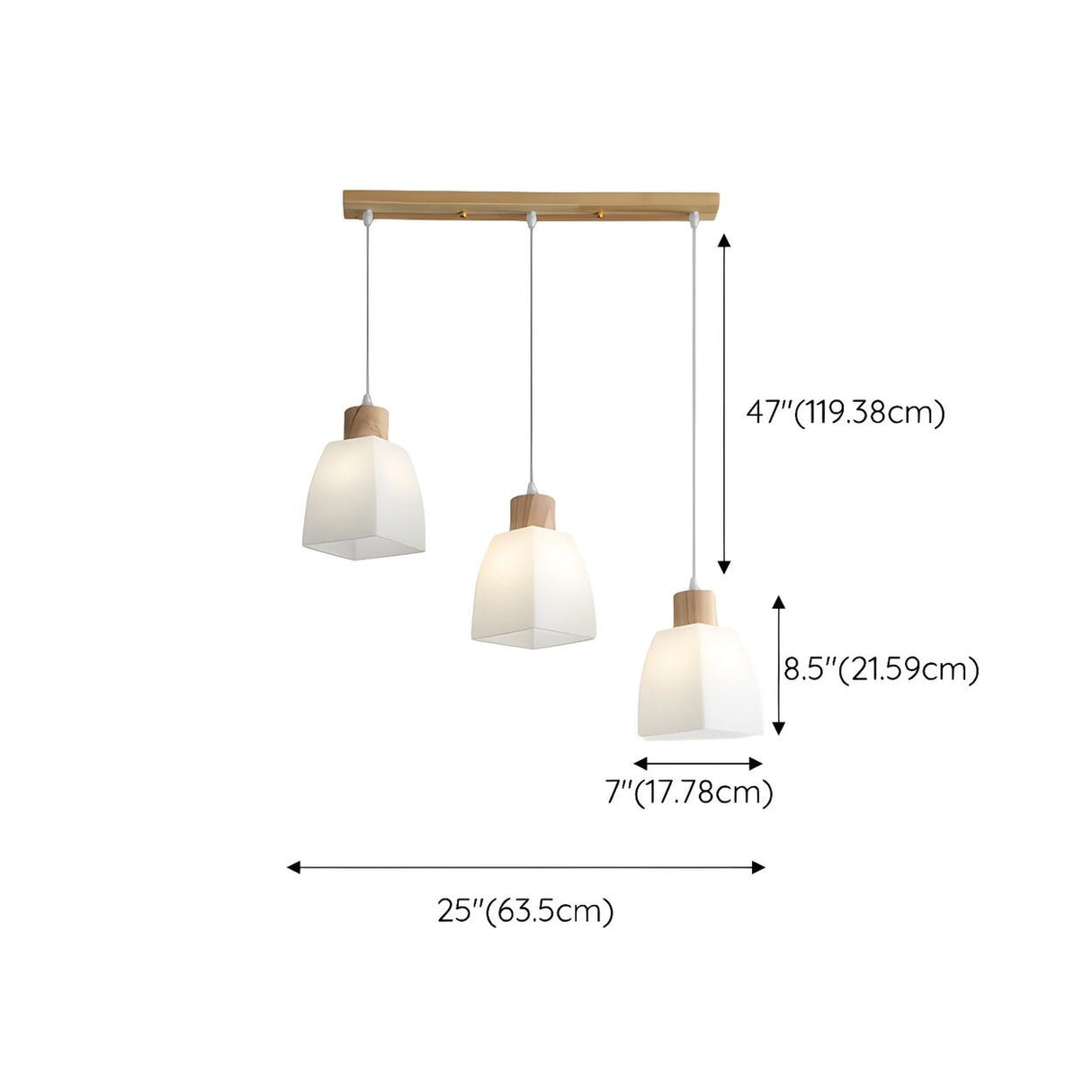 3-Light Simple Geometric Wooden Island Pendant Light 