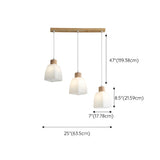 3-Light Simple Geometric Wooden Island Pendant Light #size