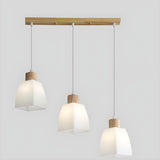 3-Light Simple Geometric Wooden Island Pendant Light Image - 2