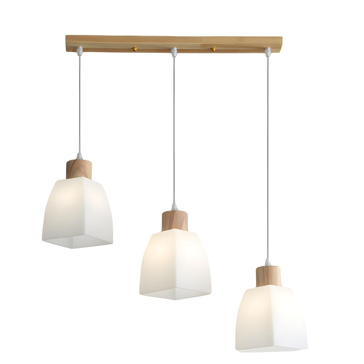 3-Light Simple Geometric Wooden Island Pendant Light Image - 6