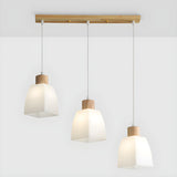 3-Light Simple Geometric Wooden Island Pendant Light Image - 7