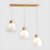 3-Light Simple Geometric Wooden Island Pendant Light Image - 8