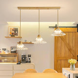 3-Light Simplicity Cone Glass Island Pendant Lights Image - 2