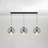 3-Light Simplicity Gray Dome Kitchen Island Light Image - 3