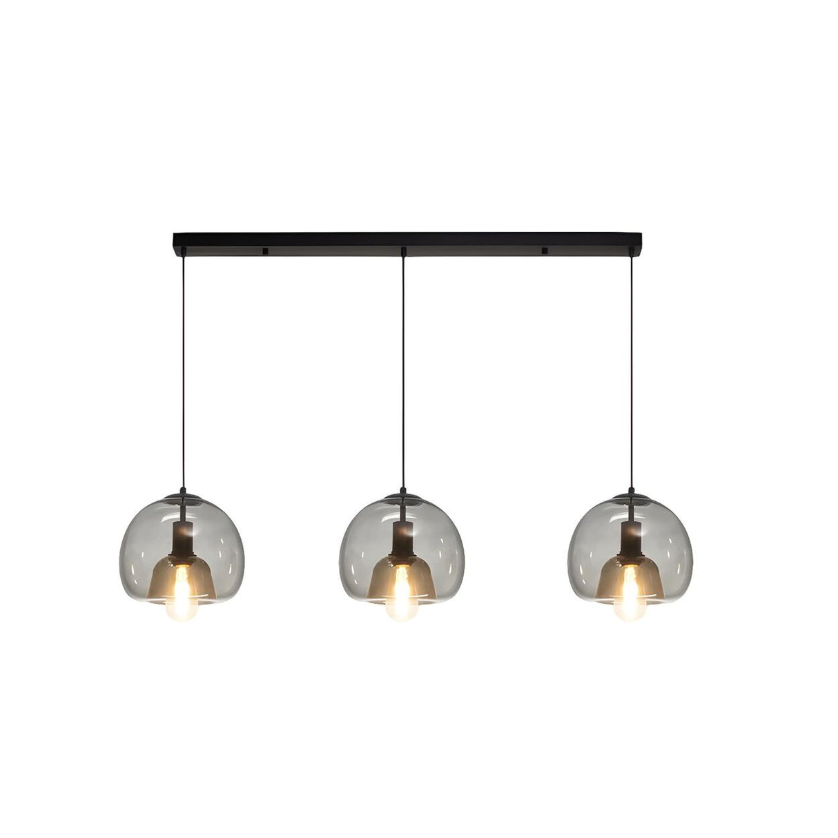 3-Light Simplicity Gray Dome Kitchen Island Light Image - 7