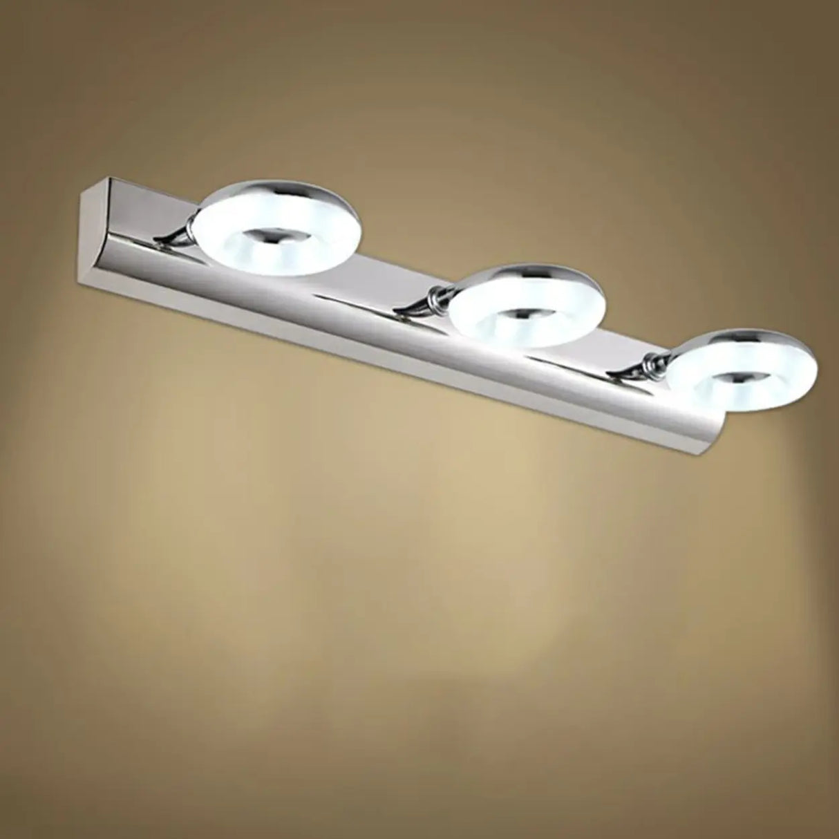 3-Light Sliver Circular Bathroom Vanity Light Fixture Image - 3