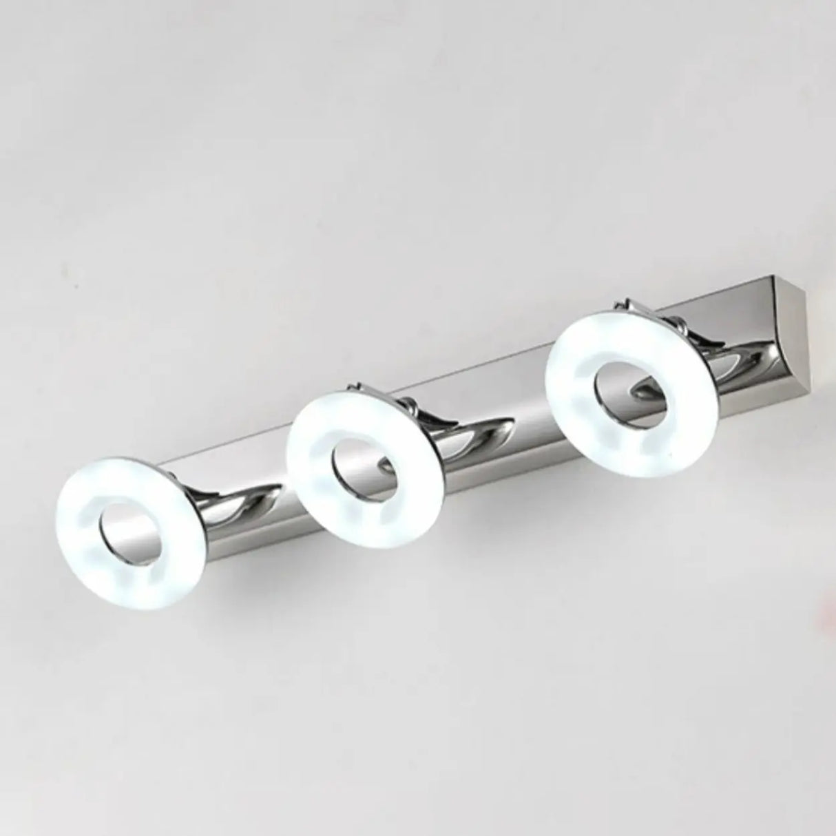 3-Light Sliver Circular Bathroom Vanity Light Fixture Image - 4