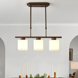 3-Light Square Modern Brown Island Pendant Light Image - 1