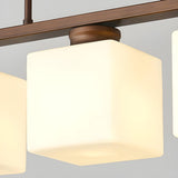 3-Light Square Modern Brown Island Pendant Light Image - 14