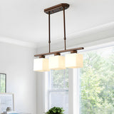 3-Light Square Modern Brown Island Pendant Light Image - 16