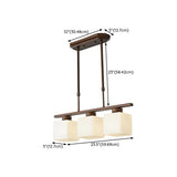 3-Light Square Modern Brown Island Pendant Light #size