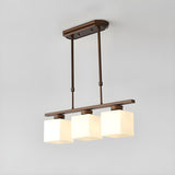 3-Light Square Modern Brown Island Pendant Light Image - 2