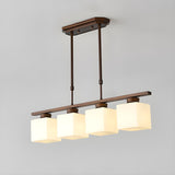 3-Light Square Modern Brown Island Pendant Light Image - 3