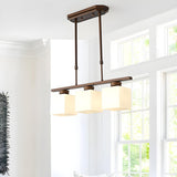 3-Light Square Modern Brown Island Pendant Light Image - 4