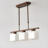 3-Light Square Modern Brown Island Pendant Light Image - 8