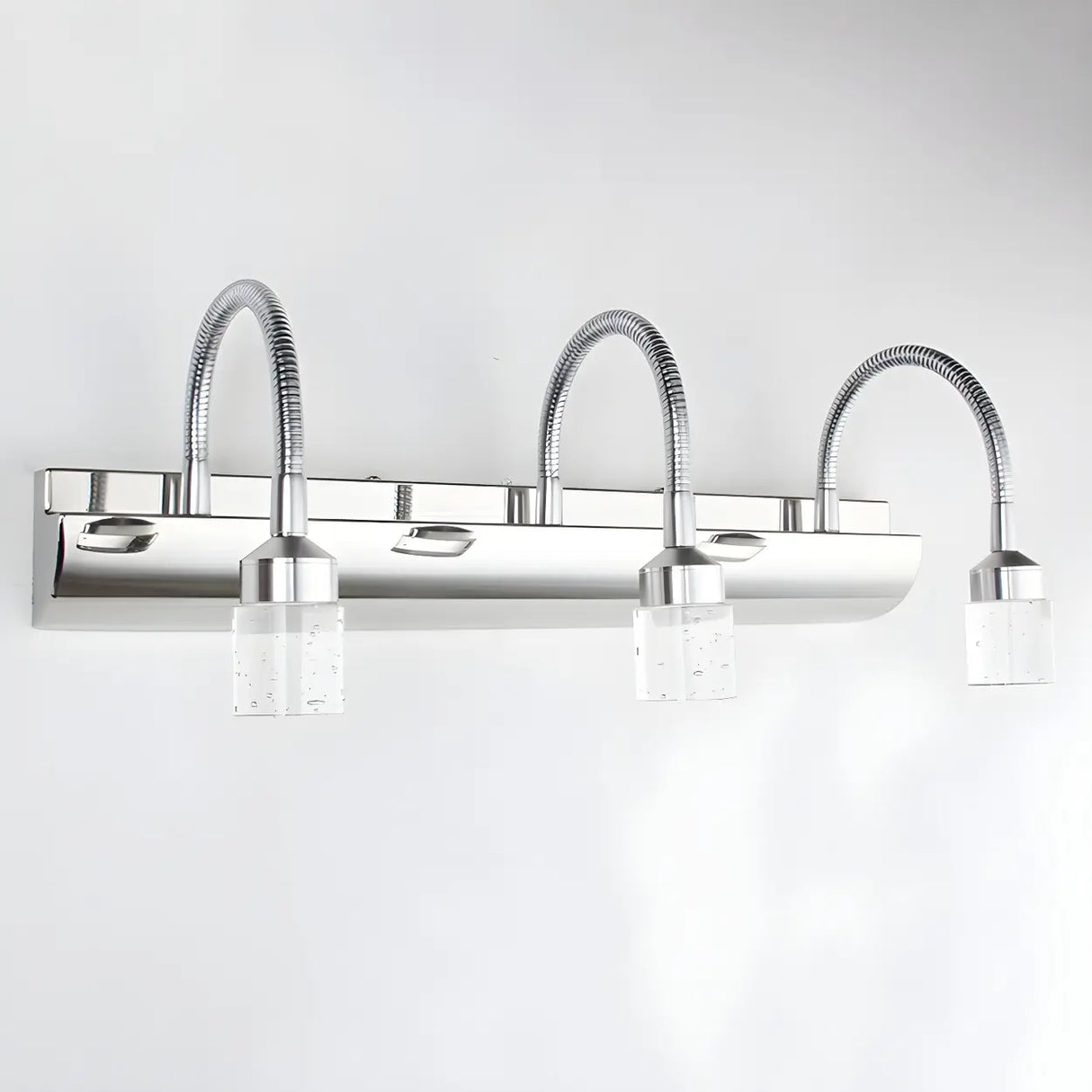 3-Light Square Silver Bathroom Vanity Light Fixture Image - 5