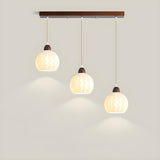 3-Light Stylish Rippled Glass Globe Island Light Set Image - 1