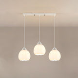 3-Light Stylish White Flower Island Pendant Light Image - 3