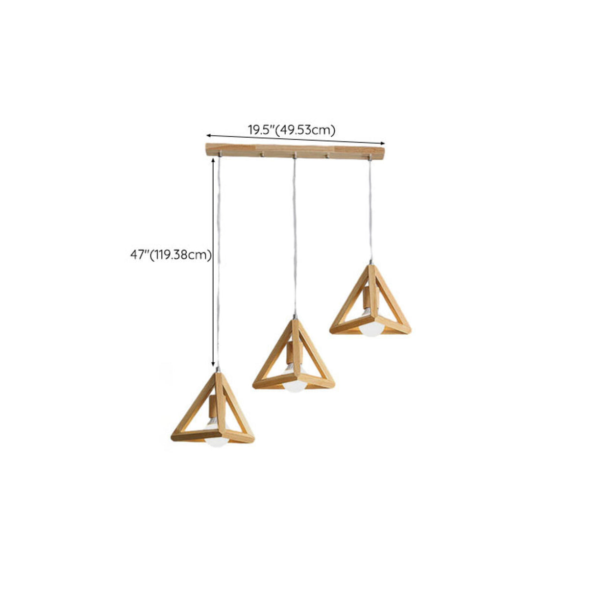 3-Light Triangular Modern Wooden Island Pendant Light Image - 11