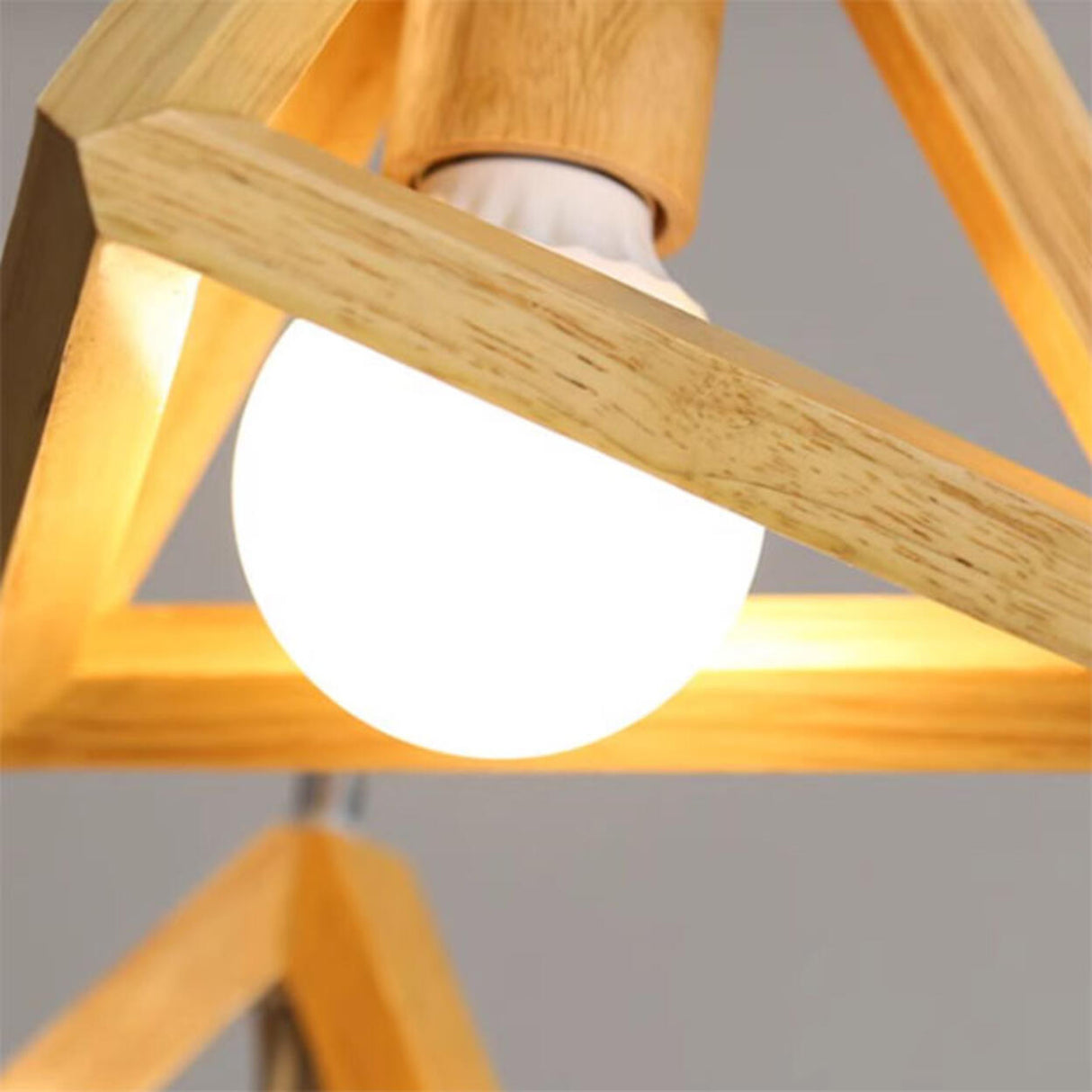 3-Light Triangular Modern Wooden Island Pendant Light Image - 8