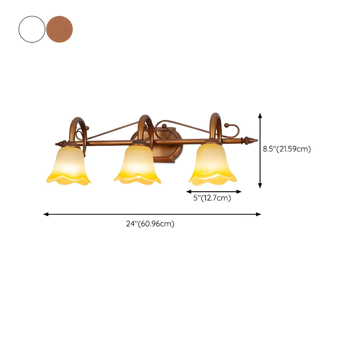 3-Light Vintage Bell-Shaped Glass LED Vanity Light Image - 14