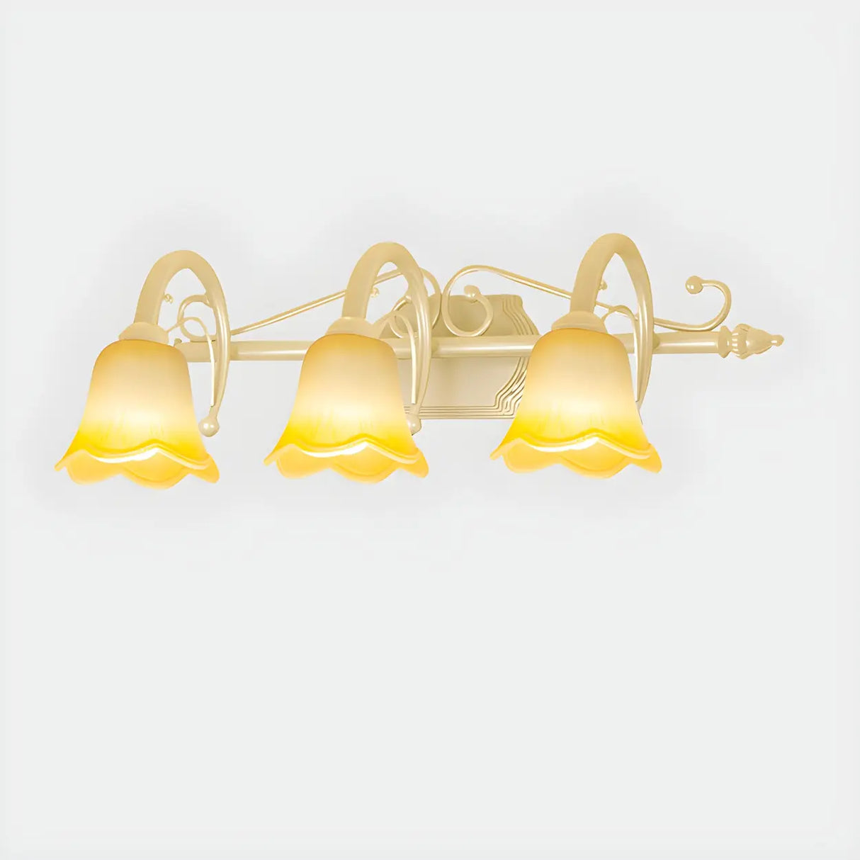 3-Light Vintage Bell-Shaped Glass LED Vanity Light Image - 3