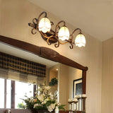 3-Light Vintage Flower Metal Bathroom Vanity Light Image - 1