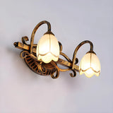 3-Light Vintage Flower Metal Bathroom Vanity Light Image - 4