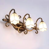 3-Light Vintage Flower Metal Bathroom Vanity Light Image - 5