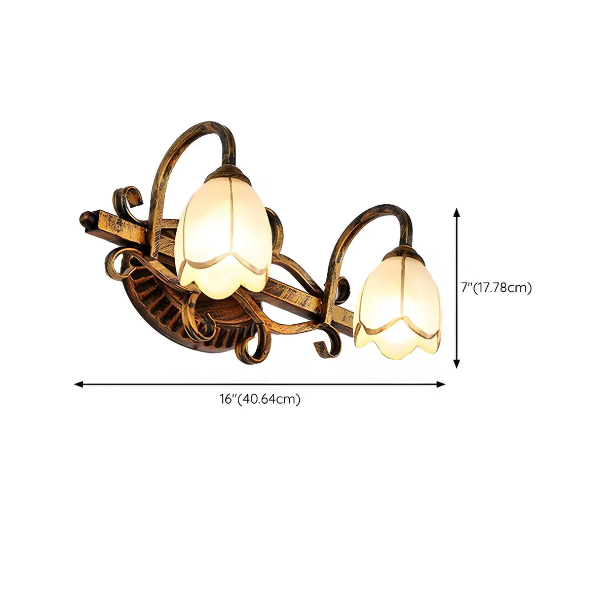 3-Light Vintage Flower Metal Bathroom Vanity Light 