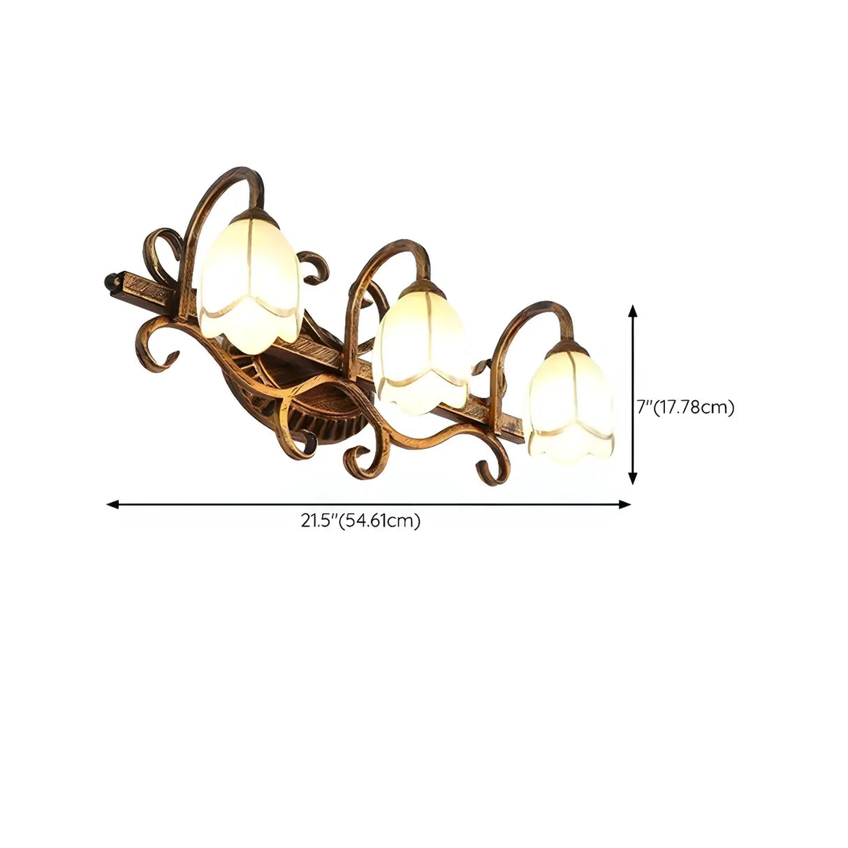 3-Light Vintage Flower Metal Bathroom Vanity Light Image - 8