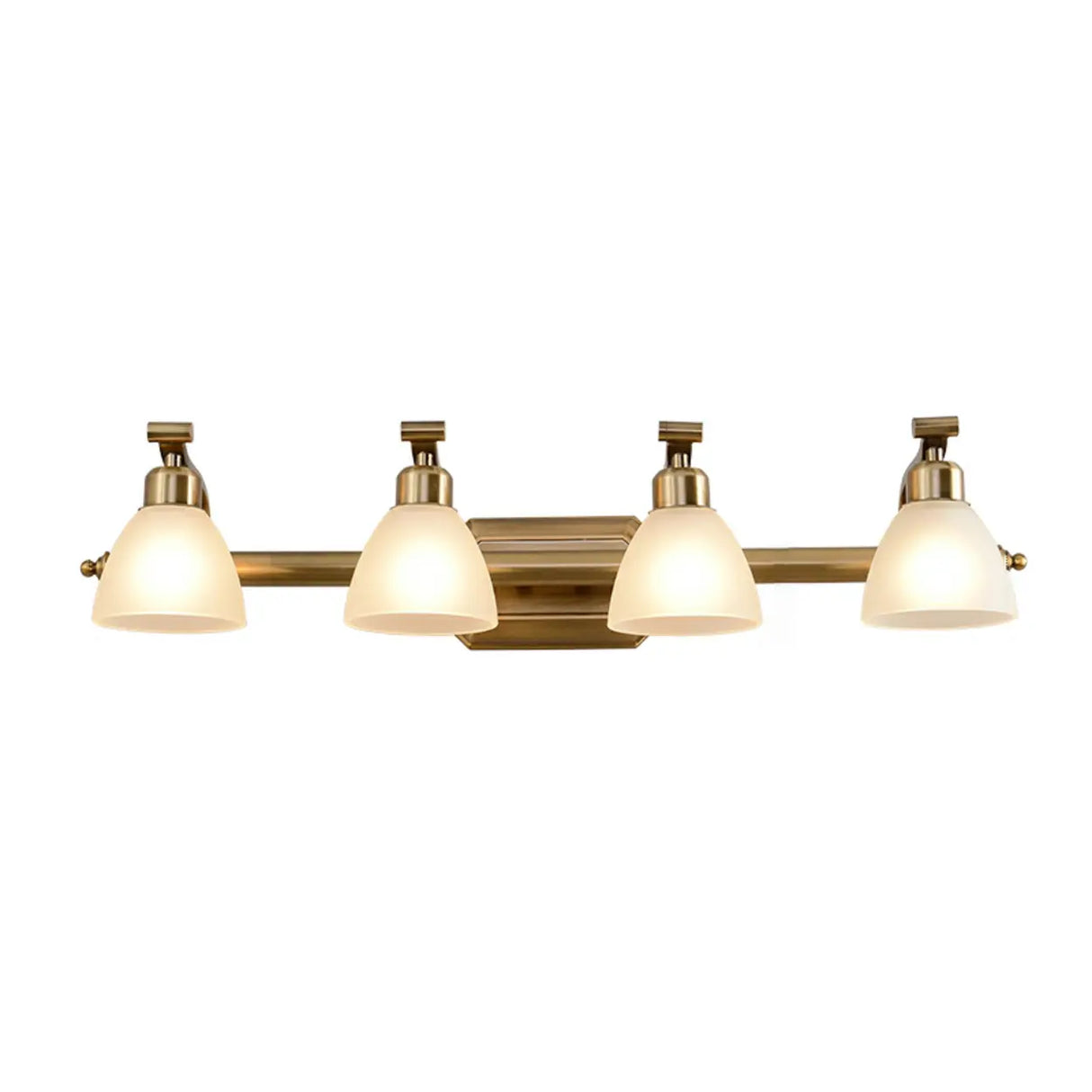 3-Light Vintage Gold Cone Glass Vanity Light Fixture Image - 10