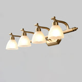 3-Light Vintage Gold Cone Glass Vanity Light Fixture Image - 13