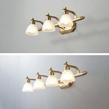 3-Light Vintage Gold Cone Glass Vanity Light Fixture Image - 14