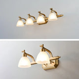 3-Light Vintage Gold Cone Glass Vanity Light Fixture Image - 15