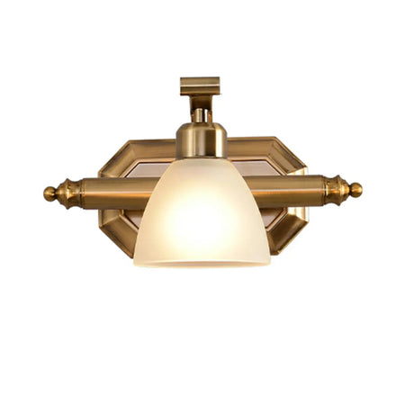 3-Light Vintage Gold Cone Glass Vanity Light Fixture Image - 2