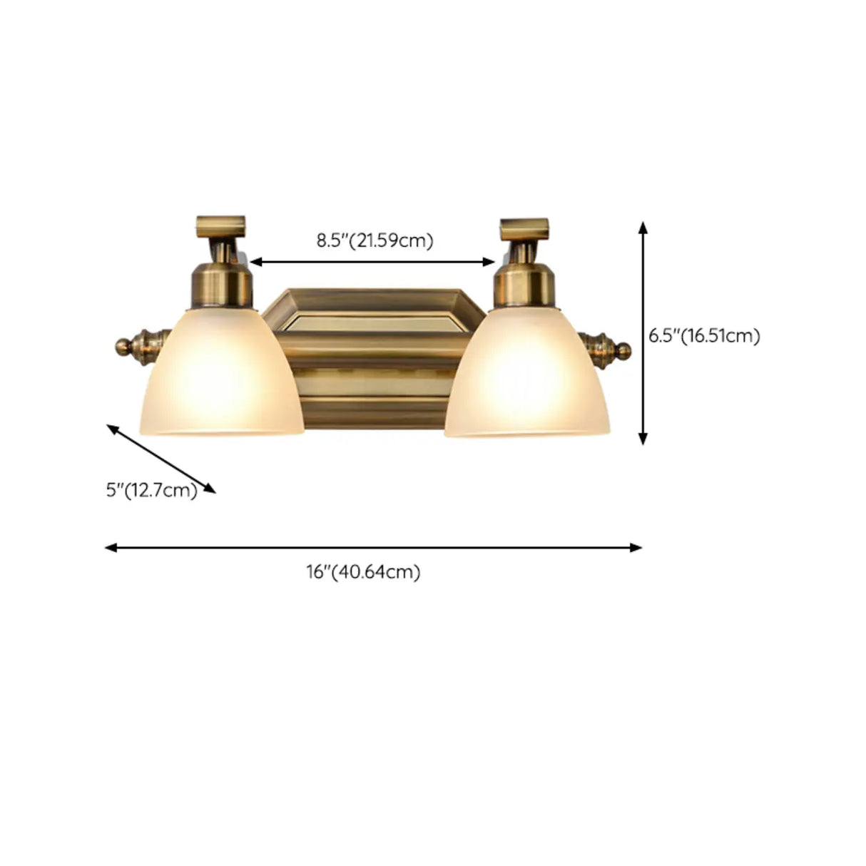 3-Light Vintage Gold Cone Glass Vanity Light Fixture Image - 23