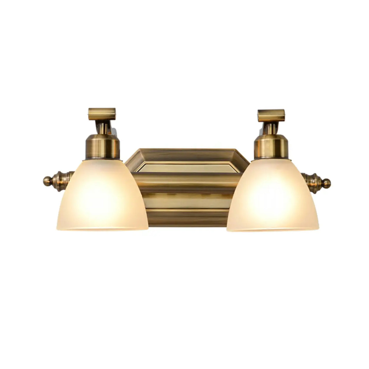 3-Light Vintage Gold Cone Glass Vanity Light Fixture Image - 4