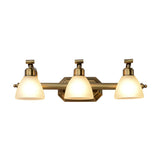 3-Light Vintage Gold Cone Glass Vanity Light Fixture Image - 6