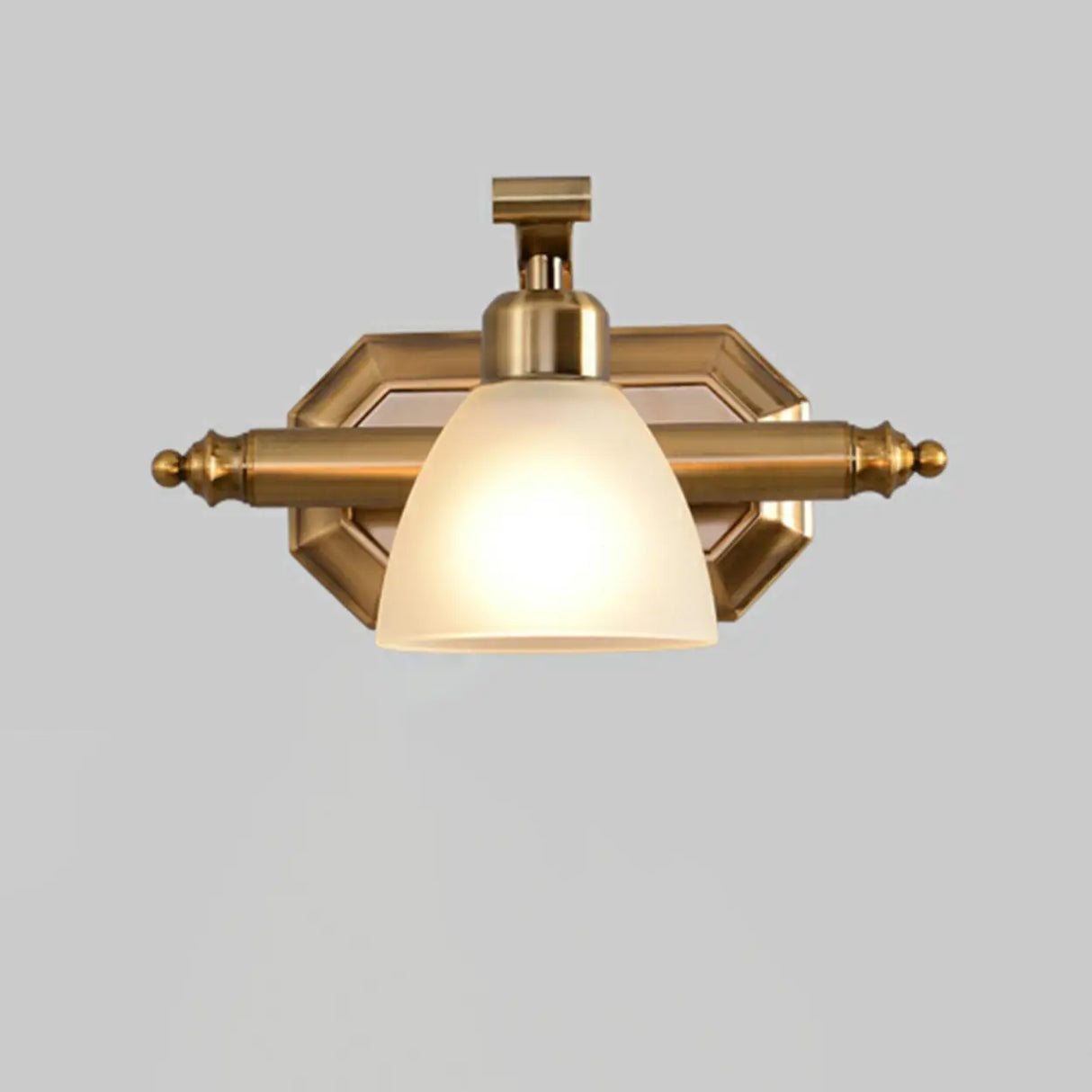 3-Light Vintage Gold Cone Glass Vanity Light Fixture Image - 7