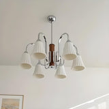 3 Light Vintage Striped Fabric Shade Chandelier Image - 6