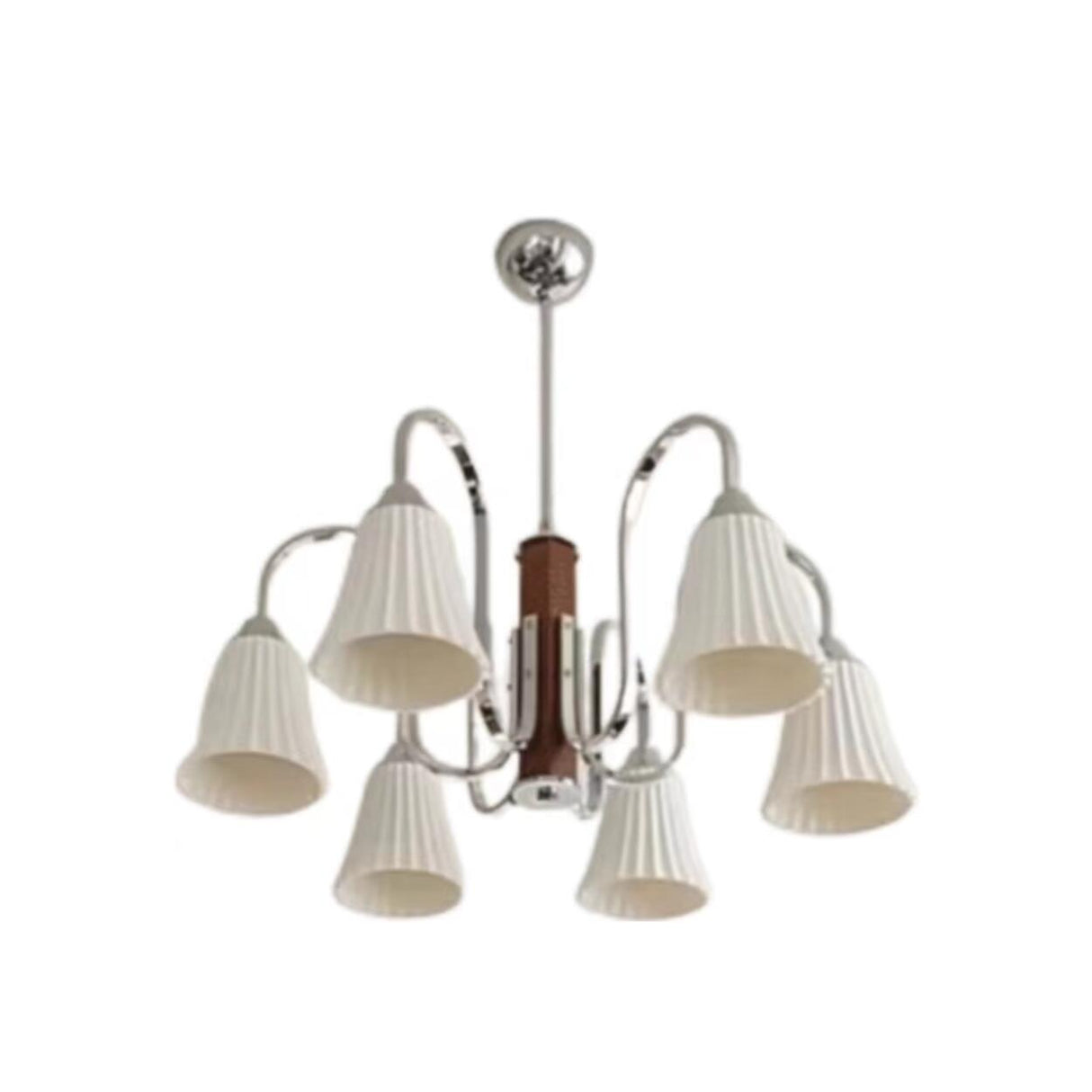 3 Light Vintage Striped Fabric Shade Chandelier Image - 7