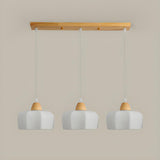 3-Light White Bowl Wood Modern Island Pendant Light Image - 8