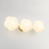 3-Light White Floral Glass LED Vanity Light Fixture Image - 3