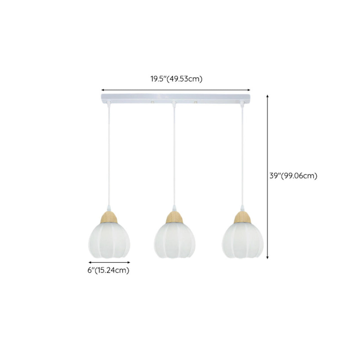 3-Light White Globe Glass Modern Island Ceiling Light 