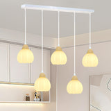 3-Light White Globe Glass Modern Island Ceiling Light Image - 2