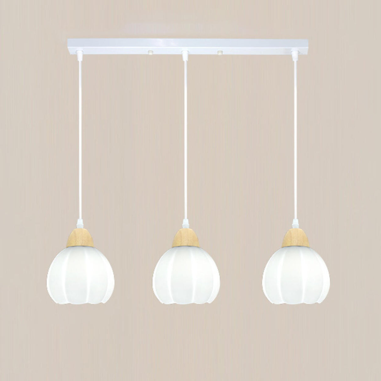 3-Light White Globe Glass Modern Island Ceiling Light Image - 4